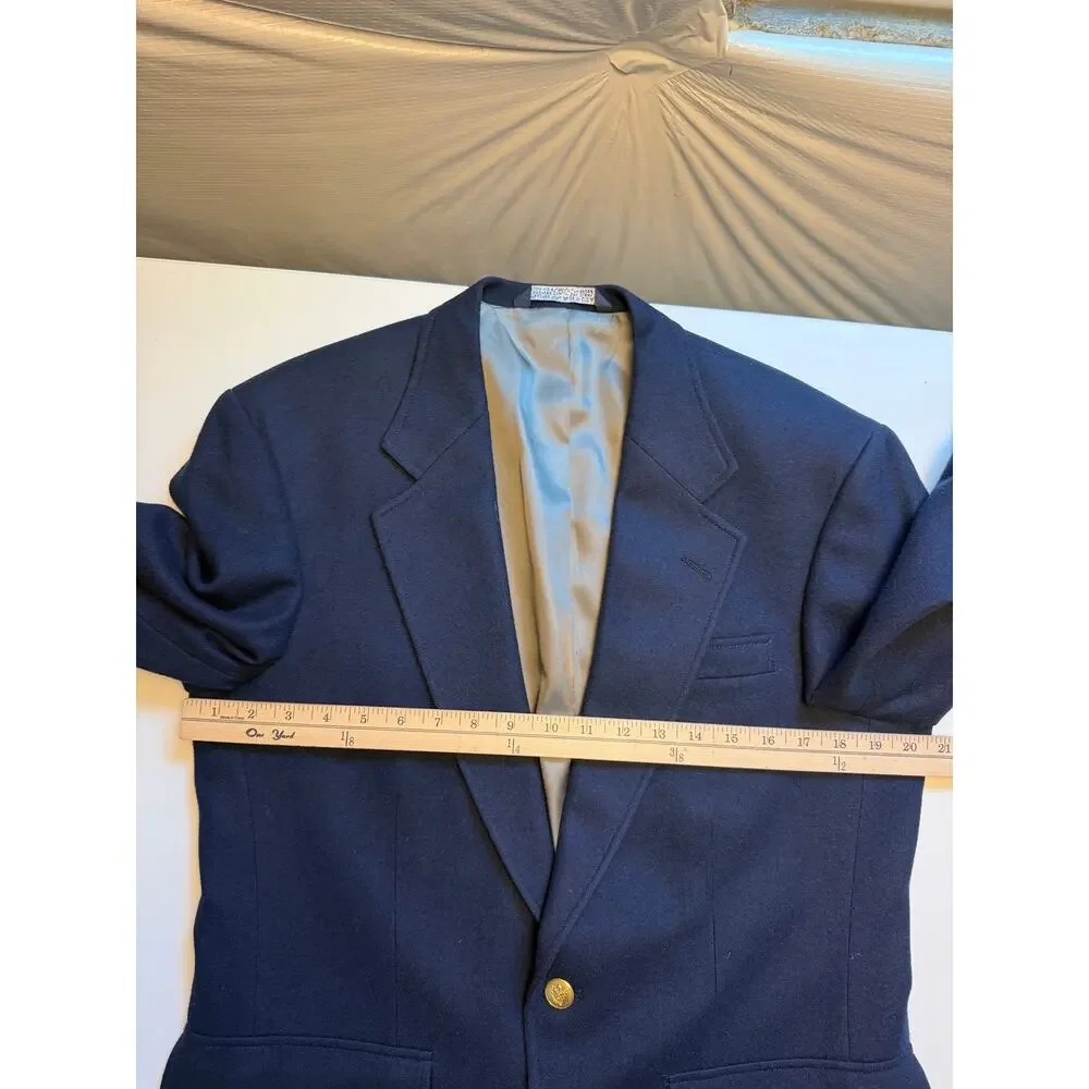 Lands’ End Men’s 38R Navy Blue Wool Blazer Gold Buttons Preppy Trad Ivy League